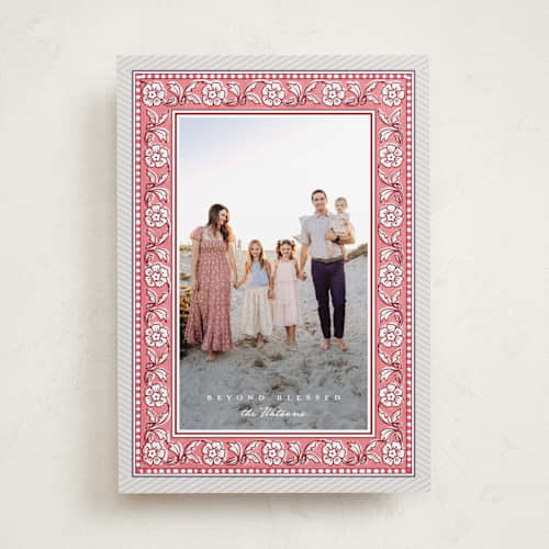 This is a winter rose photo christmas cards with standard by Everett Paper Goods called estampa printing on recycled smooth signature in standard