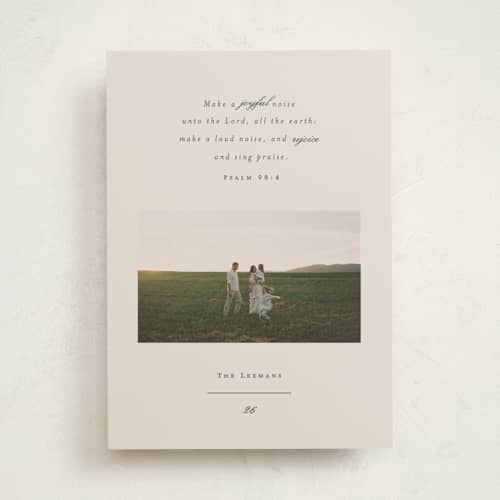 This is a eggnog photo christmas cards with standard by Corinne Malesic called joyful noise printing on recycled smooth signature in standard