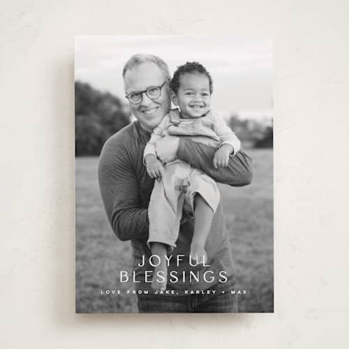 This is a snow photo christmas cards with standard by Kristie Kern called brightest blessings printing on recycled smooth signature in standard