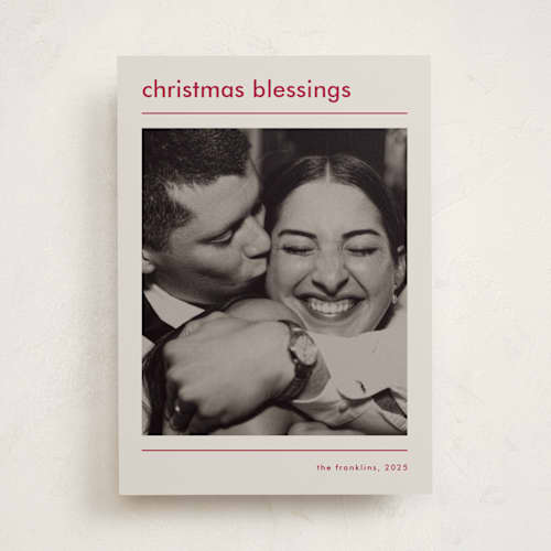 This is a vanilla photo christmas cards with standard by Stacey Meacham called modern blessing printing on recycled smooth signature in standard