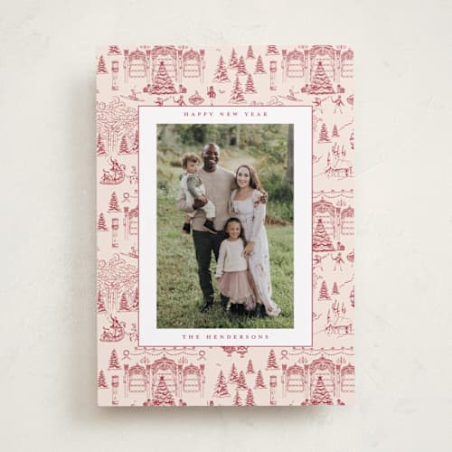 This is a berry photo christmas cards with standard by Teju Reval called nutcracker toile printing on recycled smooth signature in standard