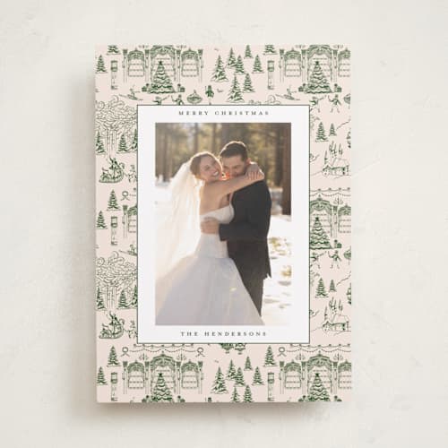 This is a fir photo christmas cards with standard by Teju Reval called nutcracker toile printing on recycled smooth signature in standard