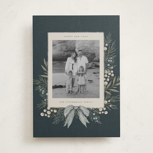 This is a juniper photo christmas cards with standard by Wildfield Paper Co called vintage garland printing on recycled smooth signature in standard