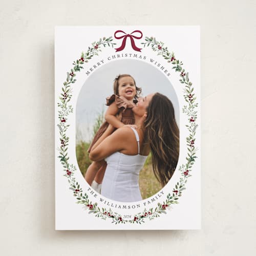 This is a mulled wine photo christmas cards with standard by Susan Moyal called delicate botanicals printing on recycled smooth signature in standard