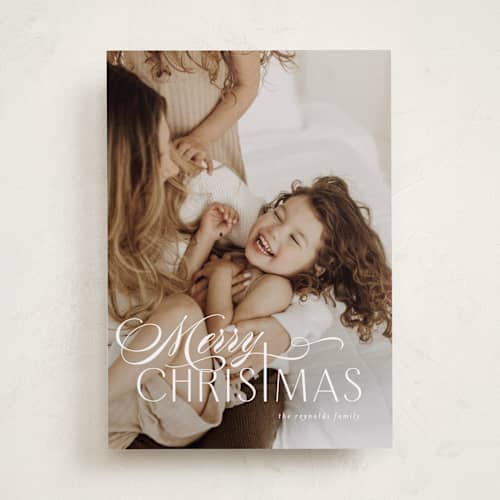 This is a milk and cookies photo christmas cards with standard by Lisa McLean called swash cross printing on recycled smooth signature in standard