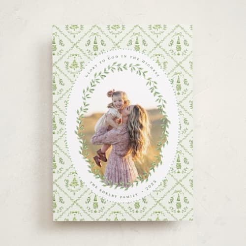 This is a forest photo christmas cards with standard by Bayberry Kate called chintz printing on recycled smooth signature in standard