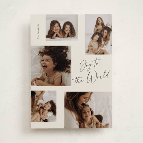 This is a vanilla cream photo christmas cards with standard by Stacey Meacham called resounding joy printing on recycled smooth signature in standard