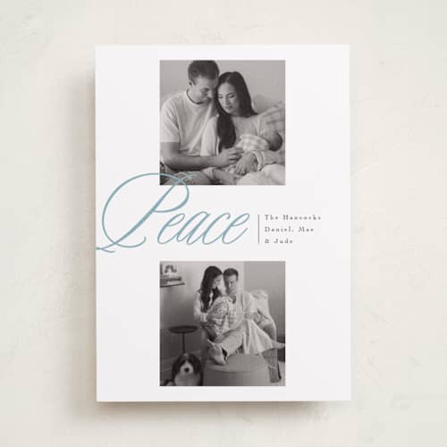 This is a celestial photo christmas cards with standard by Susan Zinader called quiet overlap printing on recycled smooth signature in standard
