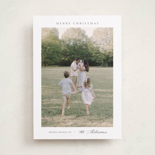 This is a snow photo christmas cards with standard by Nicole Walsh called scenic printing on recycled smooth signature in standard