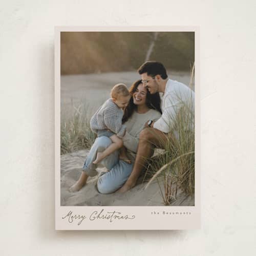 This is a olive photo christmas cards with standard by Tamara Hilje called a little whimsy printing on recycled smooth signature in standard