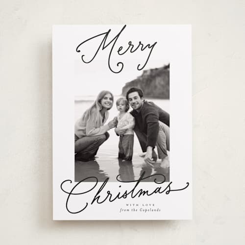 This is a snow photo christmas cards with standard by Everett Paper Goods called aerial printing on recycled smooth signature in standard