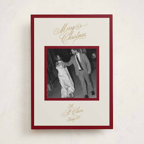 This is a holly berry photo christmas cards with standard by Jen Ramsey called holiday elegance printing on recycled smooth signature in standard