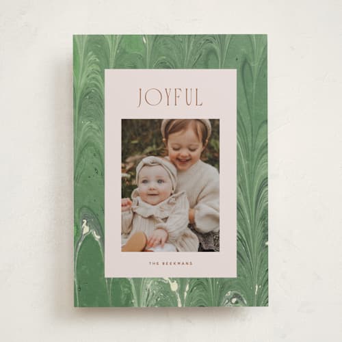 This is a wintergreen photo christmas cards with standard by Olivia Kanaley Inman called endpaper printing on recycled smooth signature in standard