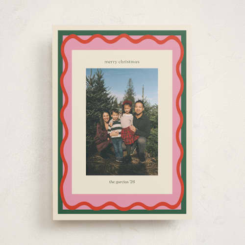 This is a blush photo christmas cards with standard by Beth Vassalo called groovy christmas printing on recycled smooth signature in standard