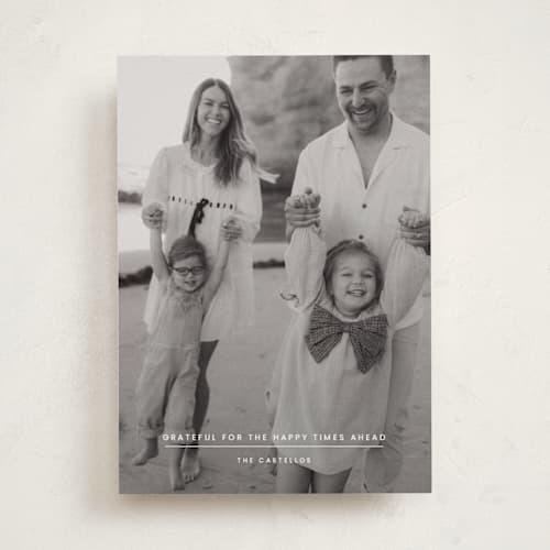 This is a quartz photo christmas cards with standard by Sara Hicks Malone called grateful for these merry moments printing on recycled smooth signature in standard