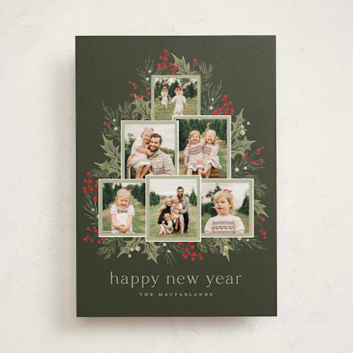 This is a garland photo christmas cards with standard by Wildfield Paper Co called o' christmas tree printing on recycled smooth signature in standard
