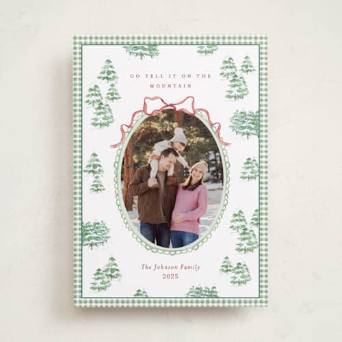 This is a pistachio photo christmas cards with standard by Bayberry Kate called alpine printing on recycled smooth signature in standard