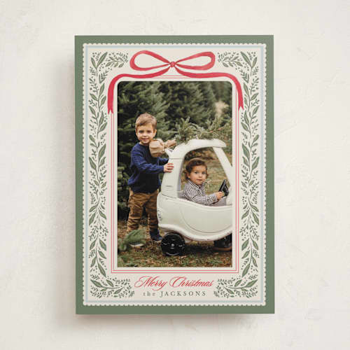 This is a sage photo christmas cards with standard by Karidy Walker called sweet garland frame printing on recycled smooth signature in standard