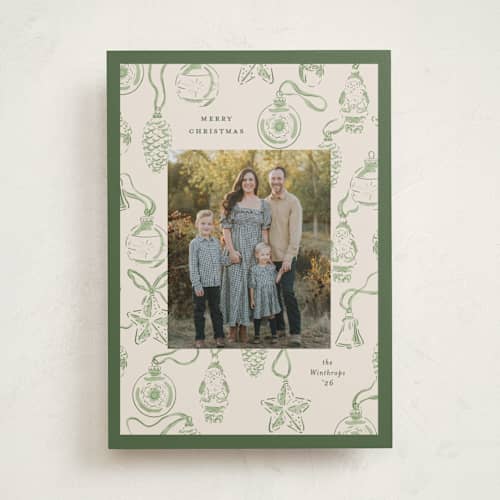 This is a pine photo christmas cards with standard by Corinne Malesic called ornament collection printing on recycled smooth signature in standard