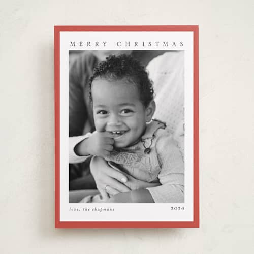 This is a persimmon photo christmas cards with standard by Chris Griffith called holiday feels printing on recycled smooth signature in standard