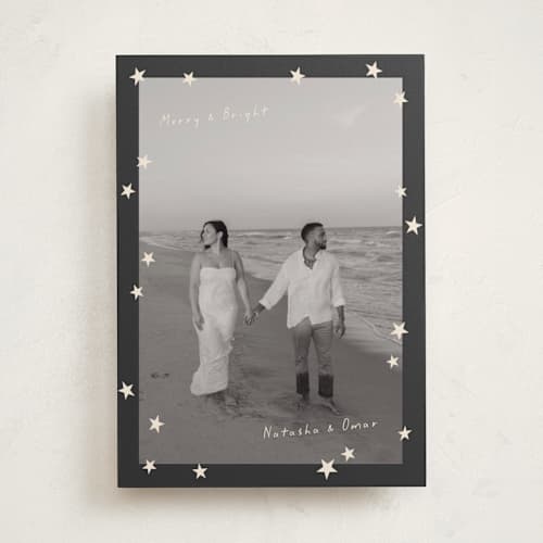 This is a coal photo christmas cards with standard by Lisa McLean called shine bright printing on recycled smooth signature in standard