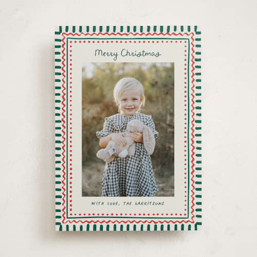 This is a forest photo christmas cards with standard by Chris Griffith called holiday dots printing on recycled smooth signature in standard