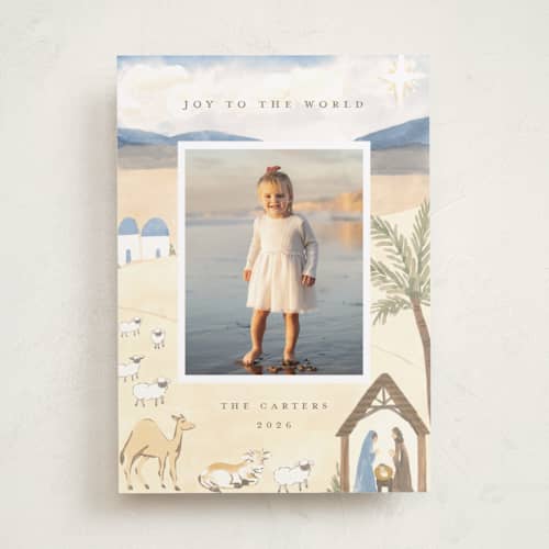 This is a halo photo christmas cards with standard by Teju Reval called heavenly joy printing on recycled smooth signature in standard