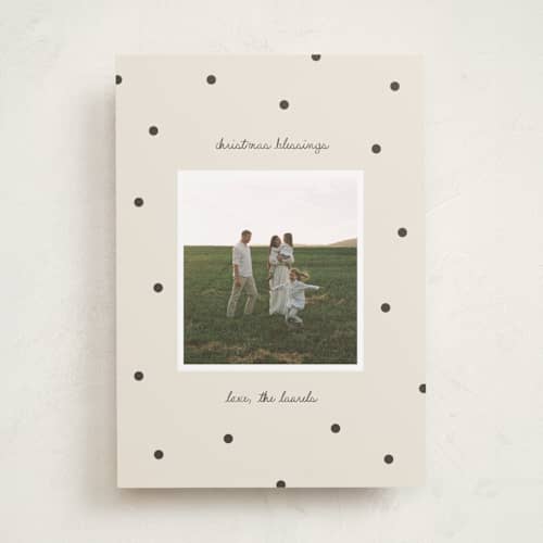 This is a cream photo christmas cards with standard by taylorVdesign called polka dots printing on recycled smooth signature in standard