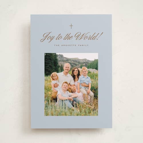 This is a frost photo christmas cards with standard by Paper Raven Co. called script song printing on recycled smooth signature in standard