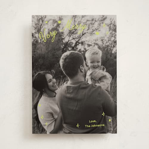 This is a citron photo christmas cards with standard by Ani Somi called sparkle and cheer printing on recycled smooth signature in standard