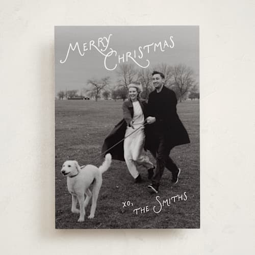 This is a snow photo christmas cards with standard by taylorVdesign called corner notes printing on recycled smooth signature in standard