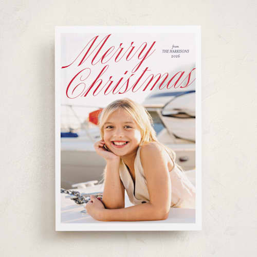 This is a berry photo christmas cards with standard by Maja Cunningham called holiday classic printing on recycled smooth signature in standard