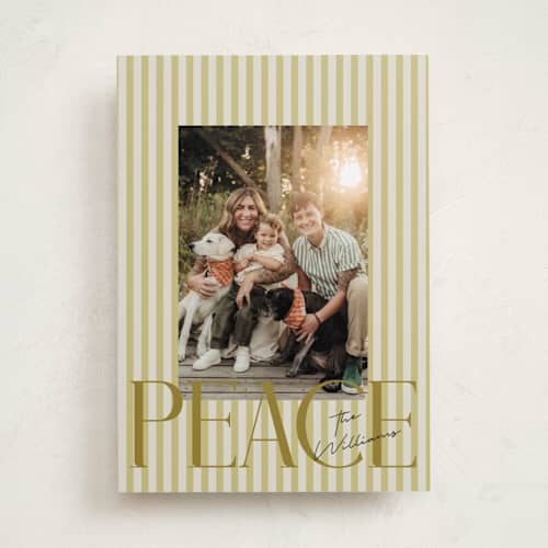 This is a pistachio photo christmas cards with standard by Vera Lim called pace printing on recycled smooth signature in standard