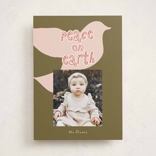 This is a sage photo christmas cards with standard by AK Graphics called paper dove printing on recycled smooth signature in standard