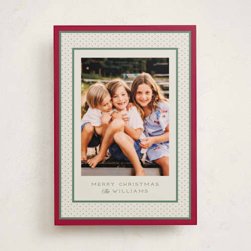 This is a stocking photo christmas cards with standard by Robert and Stella called polka dot frame printing on recycled smooth signature in standard
