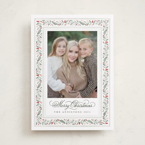 This is a berry photo christmas cards with standard by Kristen Smith called painted garland printing on recycled smooth signature in standard