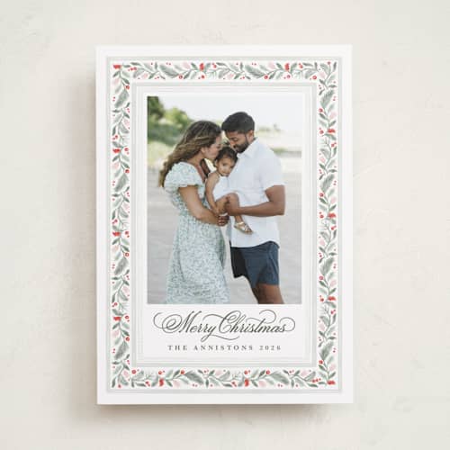 This is a berry photo christmas cards with standard by Kristen Smith called painted garland printing on recycled smooth signature in standard