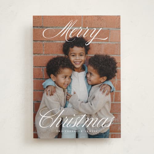 This is a snow photo christmas cards with standard by Rebecca Durflinger called grand christmas printing on recycled smooth signature in standard