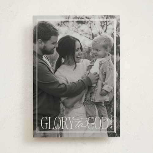 This is a eggnog photo christmas cards with standard by Brianne Larsen called glory to god border printing on recycled smooth signature in standard