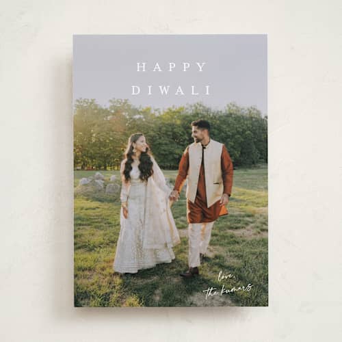 This is a linen diwali cards with standard by Kasia Labocki called signed with love printing on recycled smooth signature in standard