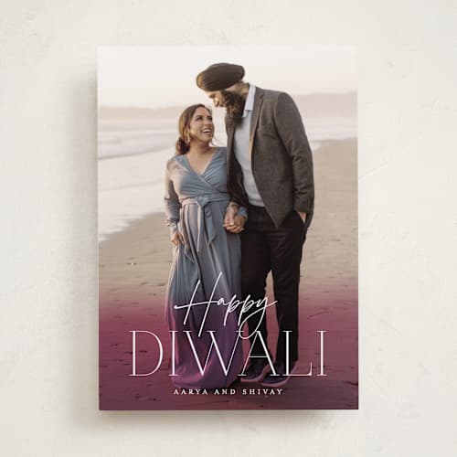 This is a baigani diwali cards with standard by Brooke Chandler called diwali glow printing on recycled smooth signature in standard