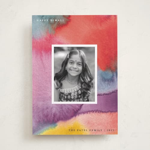 This is a peacock diwali cards with standard by Sumak Studio called vivid printing on recycled smooth signature in standard