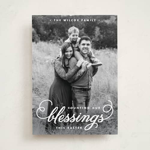 This is a cotton easter photo cards with standard by danielle jackson called counting our blessings printing on recycled smooth signature in standard