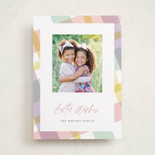 This is a candy easter photo cards with standard by Pixel and Hank called easter wishes printing on recycled smooth signature in standard
