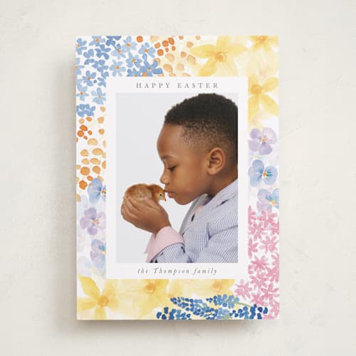 This is a periwinkle easter photo cards with standard by frau brandt called easter meadow printing on recycled smooth signature in standard