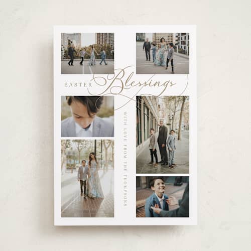 This is a halo easter photo cards with standard by Jenna Holcomb called easter cross printing on recycled smooth signature in standard