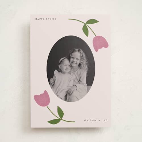 This is a flower easter photo cards with standard by Sumak Studio called minimal easter printing on recycled smooth signature in standard