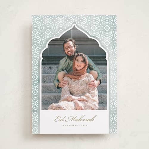 This is a grass eid cards with standard by Creo Study called mosque window printing on recycled smooth signature in standard