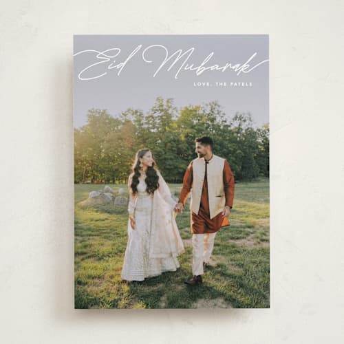 This is a snow eid cards with standard by Ellen Schlegelmilch called simple script printing on recycled smooth signature in standard