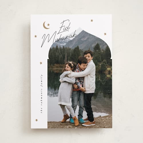 This is a golden eid cards with standard by Angela Garrick called blessed printing on recycled smooth signature in standard